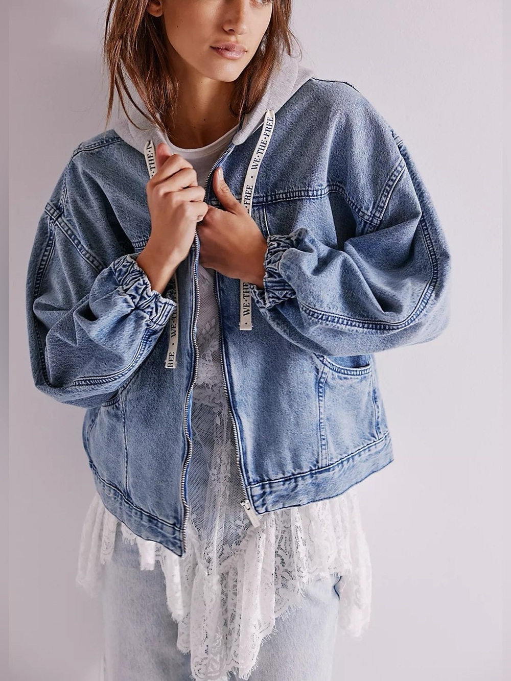 Free People We The Free Iggy Hooded Denim Jacket